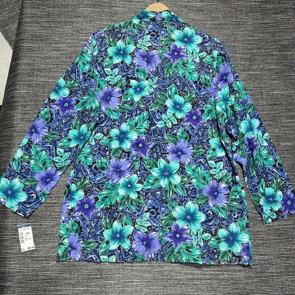 Ship N Shore Vintage Blazer Women's L Blue Green Single Button Made in USA - Picture 9 of 13